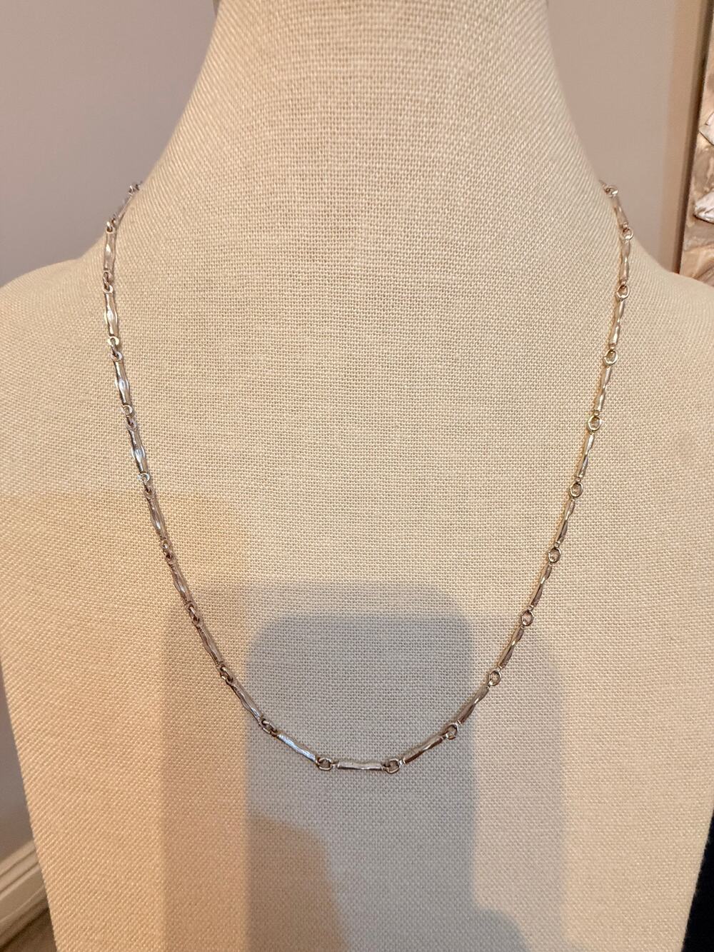 Vintage NOS Silver Tone Bar Link Chain Necklace 22”
